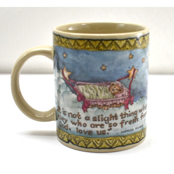 Boyds Bears Baby Mug..So Fresh From God Love Us Dickens Quote 1999 Pottery Works - Picture 1 of 6